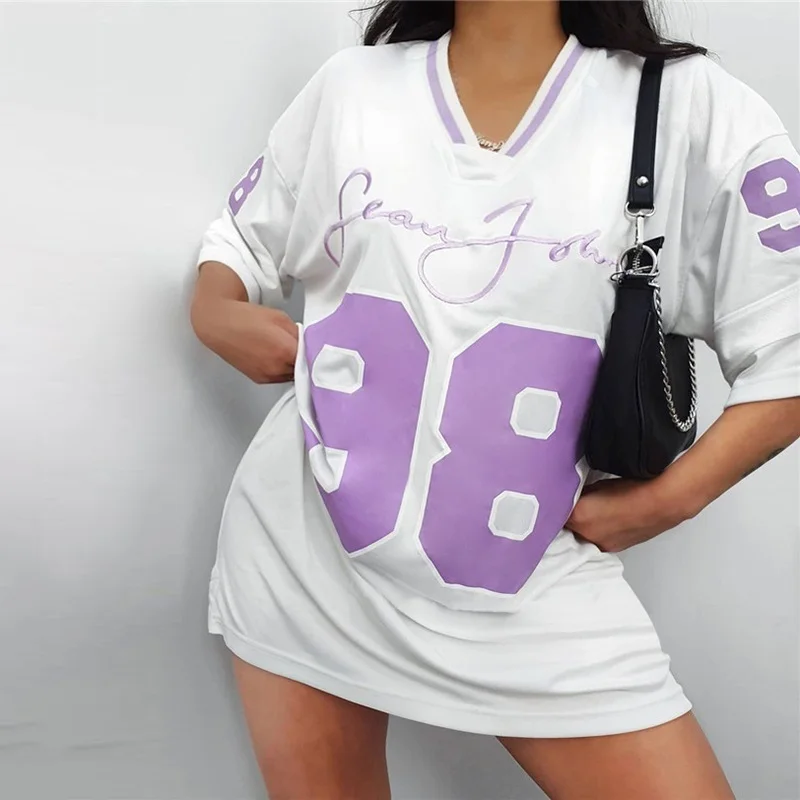 

Cozok Letter Print Women Dress Casual Sexy Autumn 2021 Short Sleeve Loose Oversize Hip Hop Style Streetwear Female New Dress