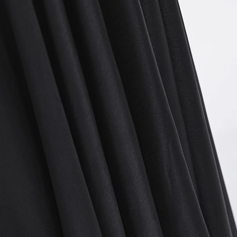 

VOA 19m/m Black Satin Stretch Twill Side Zip Decorative Open-Line Natural Waist Style Expandable Skirt CE13 A-Line Woman Skirts