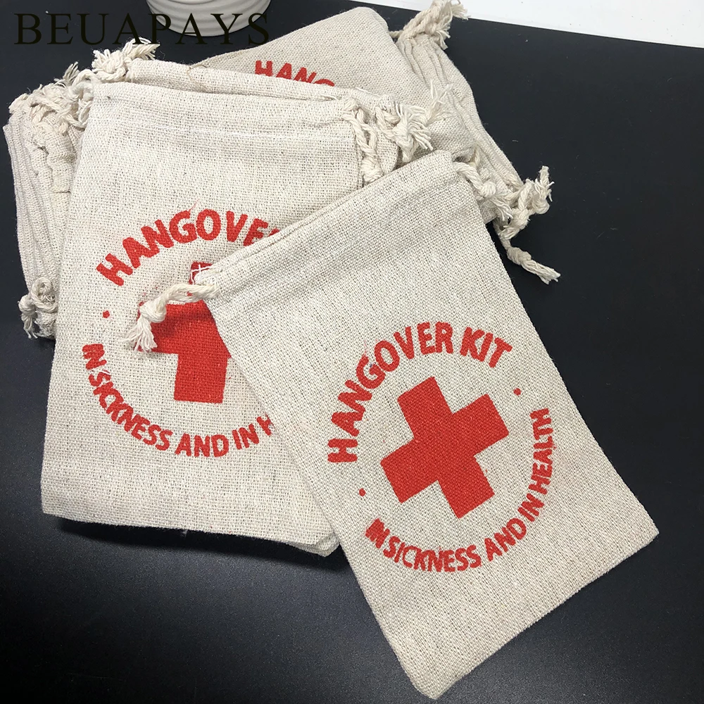 

20pcs First Aid Bag Hangover Kit In Sickness And Health Hemp Safety Emergency Drawstring Bundle Canvas Environmental Protection