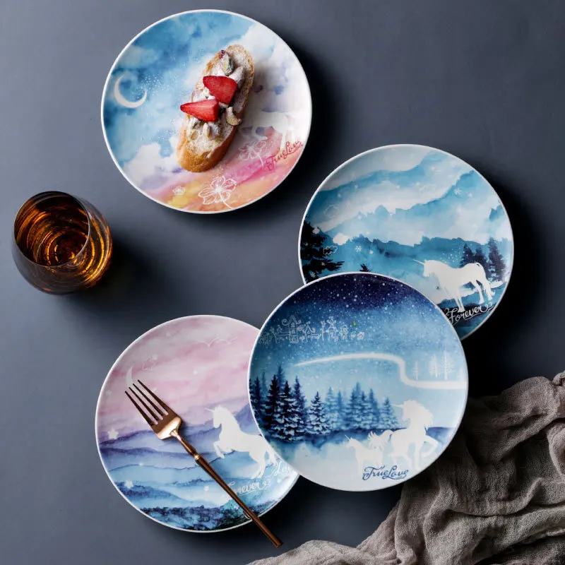 

Creative underglaze ceramic plate girl heart ins online celebrity steak dessert home dishes
