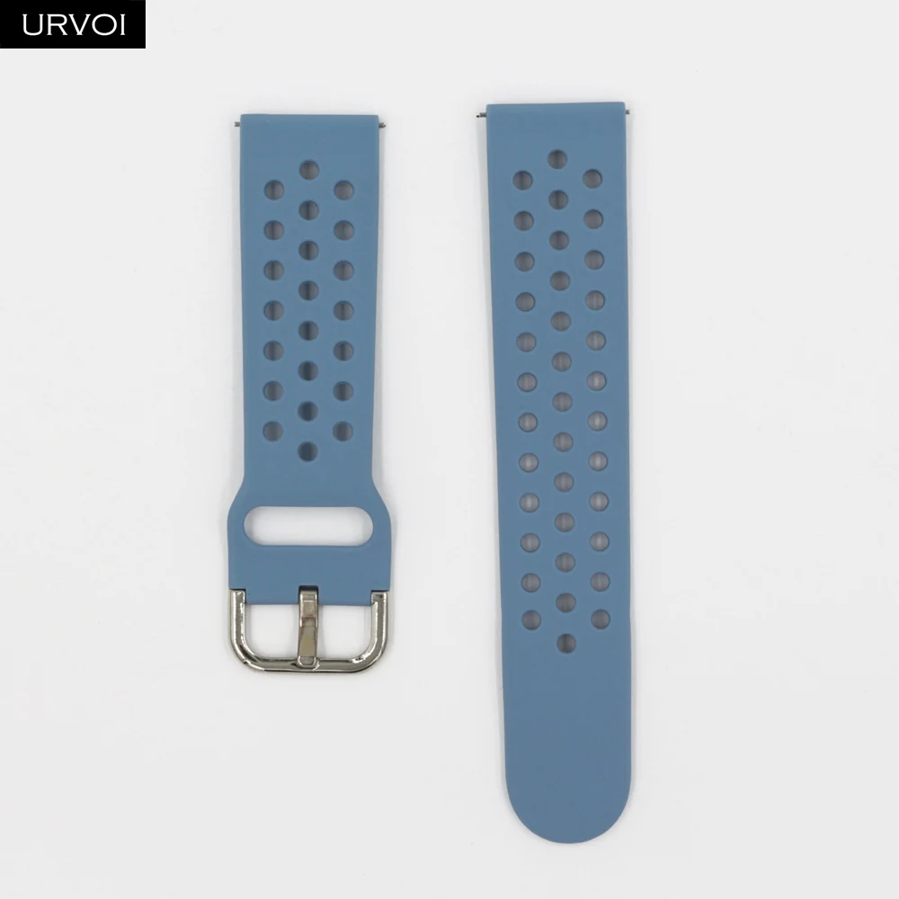 Denim blue URVOI силиконовой лентой для Galaxy Watch Active/42/46 мм шестерни ремешок для спортивных часов для HUAWEI GT быстроразъемные контакты мягкий сменный 20/22 мм - Цвет ремешка: Denim blue