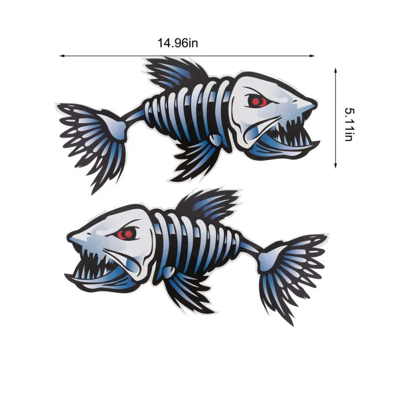 1Pair Car DIY Stickers Skeleton Fish Bones Vinyl Decal Shark Mouth Tooth Teeth Sticker Kayak Fishing Boat JDM Deco Meterial | Автомобили и