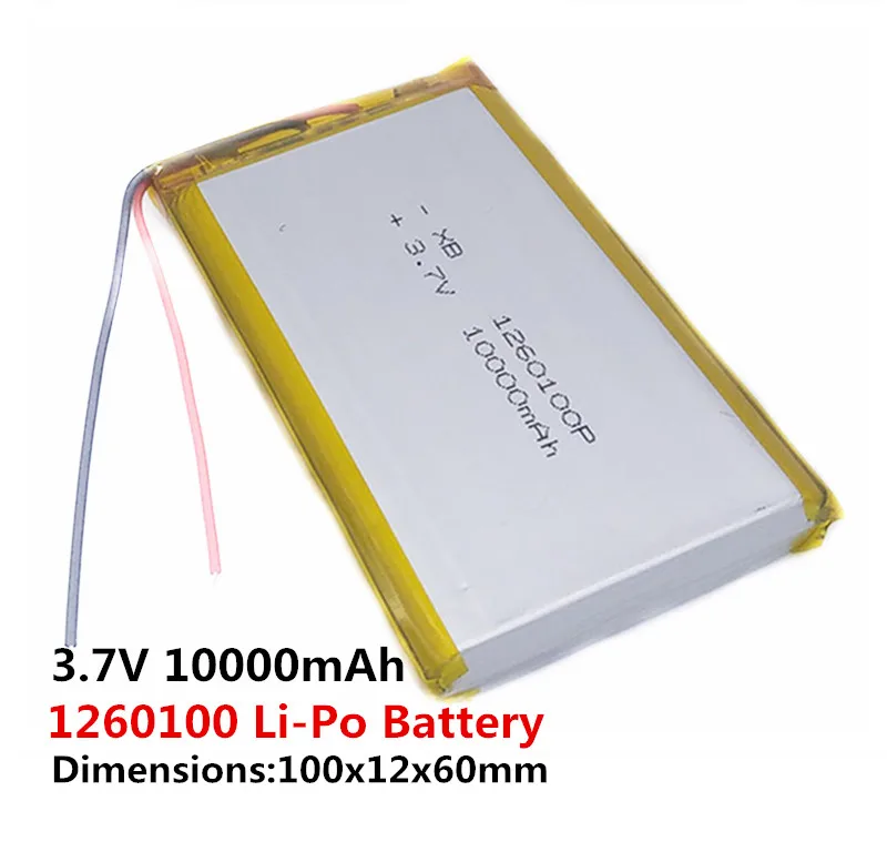 

Large capacity 3.7V, 10000mah, 1260100 polymer Li ion / Li ion rechargeable battery, suitable for tablet DVD toys,power pack,GPS