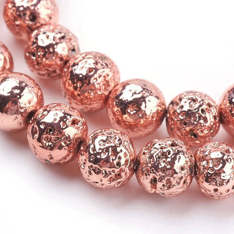 

195Pcs Color Water Gilded Lava Stone Beads Diy Handmade Round Beads Beaded Jewelry Accessories 10MM