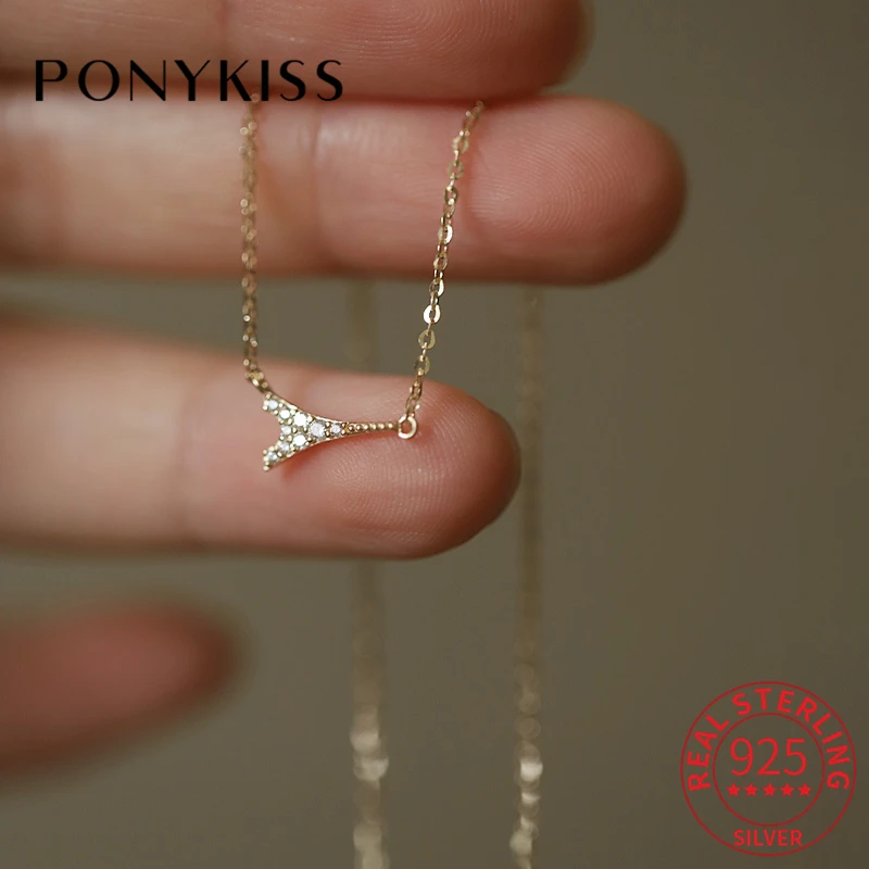 

Ожерелье-чокер PONYKISS из настоящего серебра 925 пробы с цирконом и Эйфелевой башней, ожерелье из 14-каратного золота для женщин, романтичное изящное ювелирное изделие, Прямая поставка