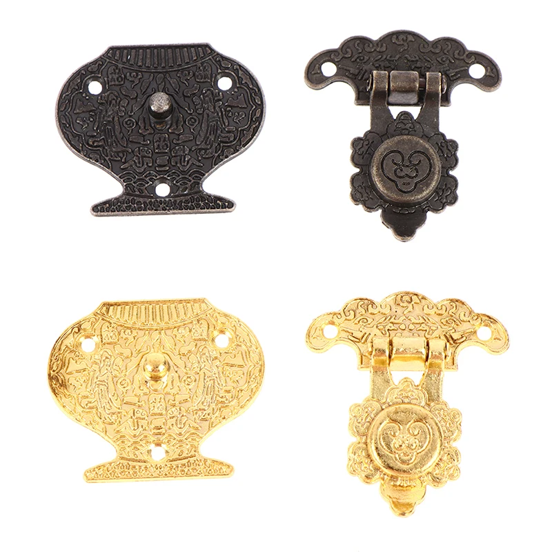

Antique Bronze Hasp Latch Jewelry Wooden Box Mini Cabinet Buckle Lock Decorative
