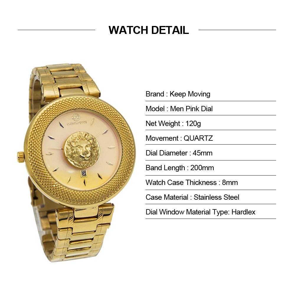 Men Pink Dial Женские кварцевые часы для мужчин часы для любимых с Львом Роскошные модные повседневные женские мужские и женские наручные часы из нержавеющей стали - Цвет: Men Pink Dial