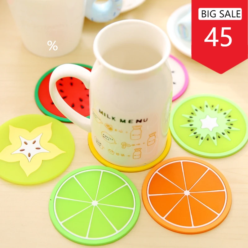 

1 Pcs Fruit Shape Coaster Creative Cup Pads Silicone Insulation Mat Hot Drink Holder Kitchen Dining Bar Table Decorations