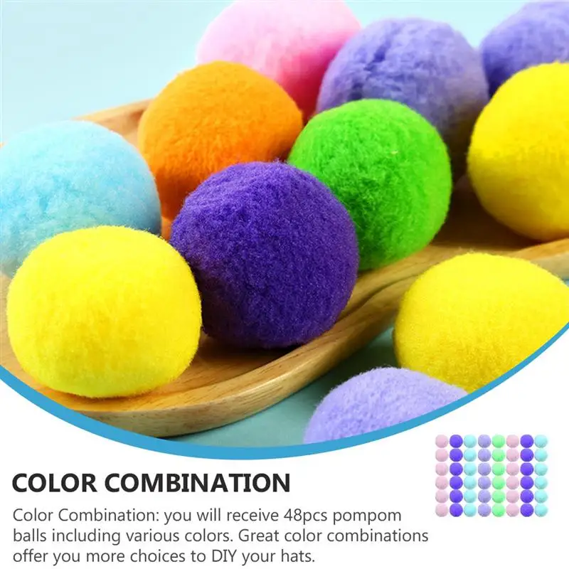 

48Pcs Decorative Fluffy Balls DIY Plush Balls Adornments Children Ball Toys