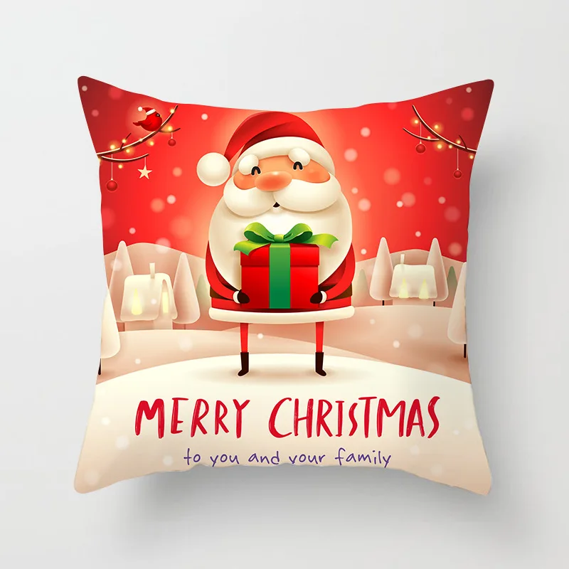

Single side Printing Polyester Cartoon Santa Claus Decorative Throw Pillows Case Snowman Deer Cushion Cover Christmas Decoration