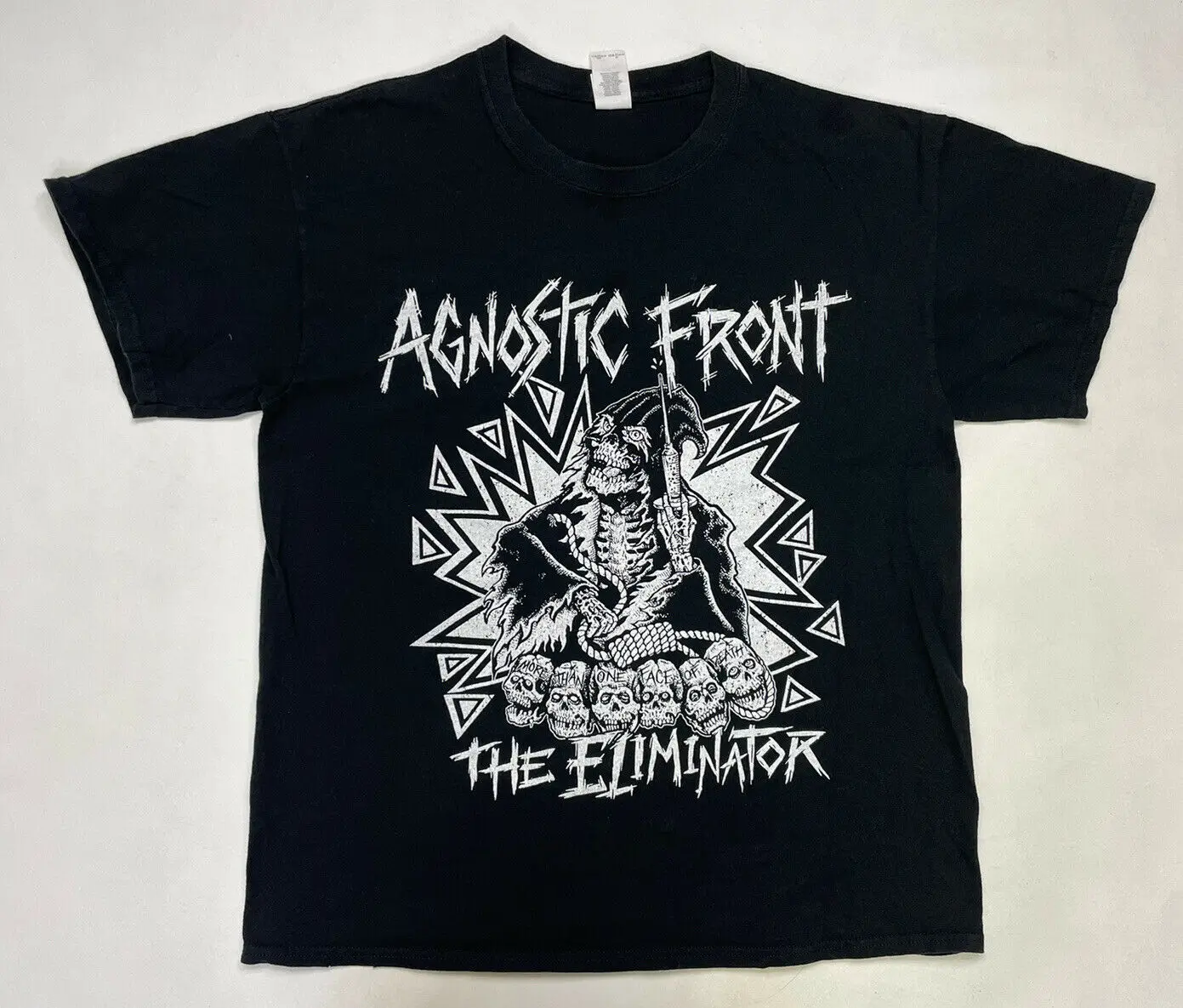 Agnostic Front The Eliminator Graphic Мужская футболка для взрослых с большой черной музыкой |