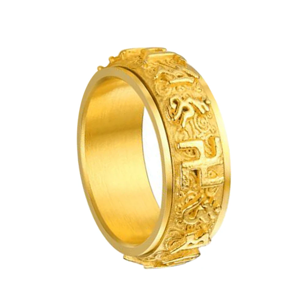 Спиннер кольцо ретро нежное чистое Золотое цветное винтажная титановая сталь