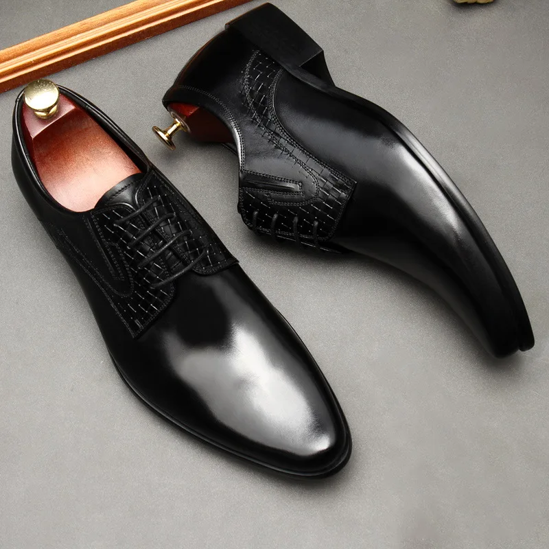 Туфли-оксфорды мужские ручной работы Роскошные на шнуровке заостренный носок