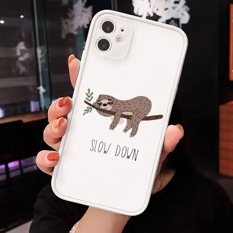 

Lovely cartooon yoga sloth animal Phone Cases matte transparent For iphone 7 8 11 12 plus mini x xs xr pro max cover