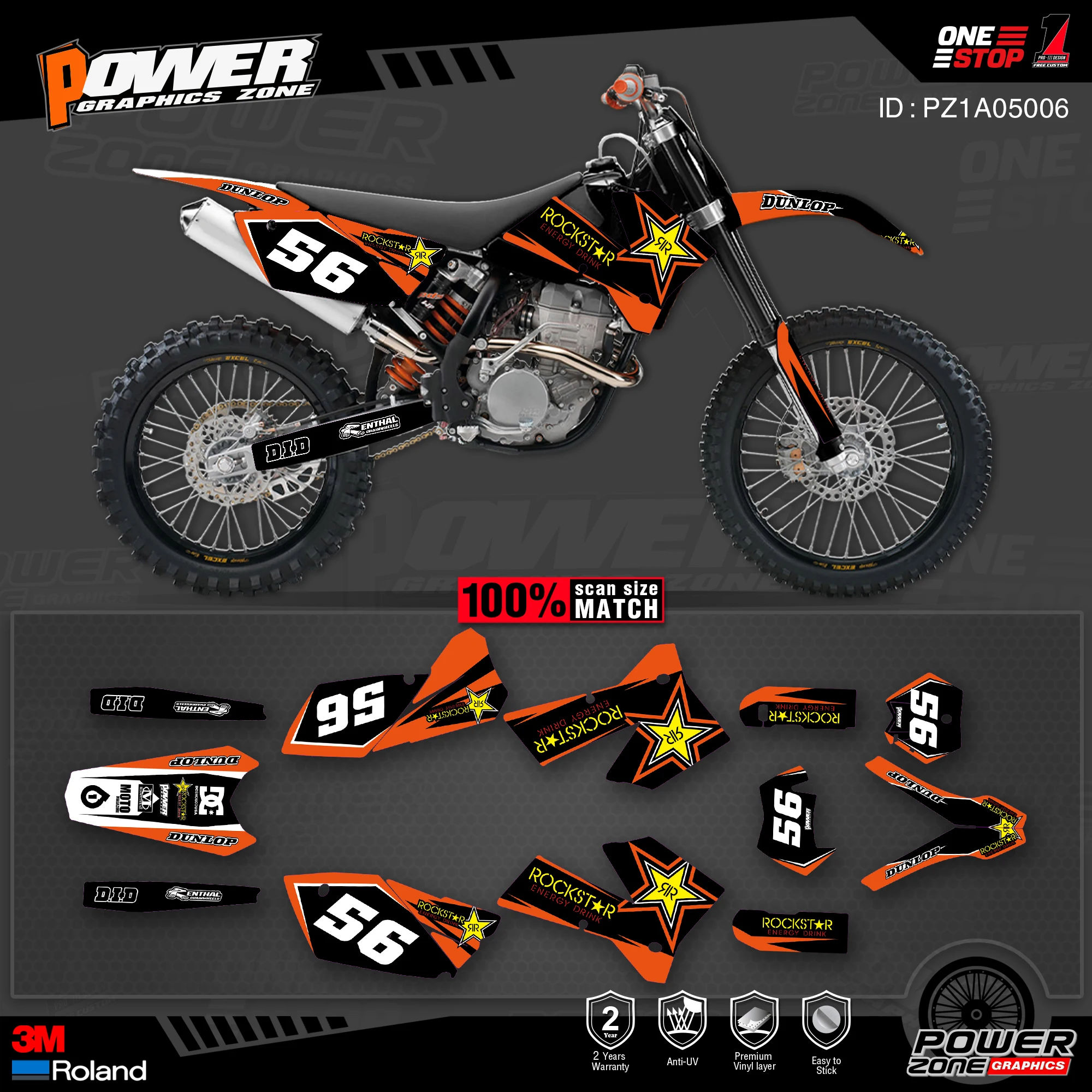 Набор наклеек PowerZone для KTM SX SXF MX 05-06 EXC XCW Enduro 05-07 125-500cc 06 | Автомобили и мотоциклы