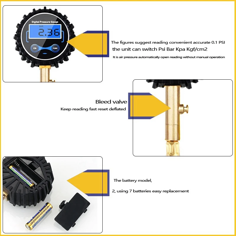 Tire Pressure Gauge Monitoring Kit Maintenance Tool for Motorcycles Cars Off-Road Vehicles Etc | Автомобили и мотоциклы