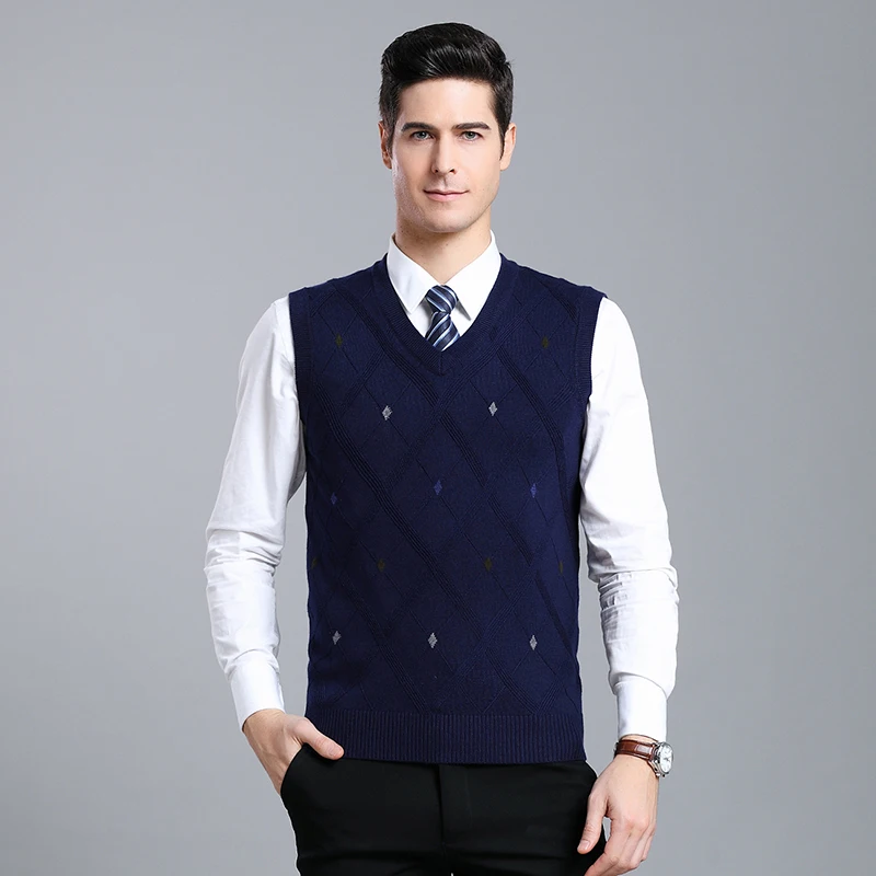 2019 мужской жилет свитера пуловеры повседневный стиль шерстяной вязаный свитер