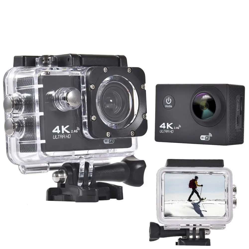 Экшн-камера 4K Ultra HD 1080 P 2 дюйма 170 градусов широкоугольная водонепроницаемая 12 Мп