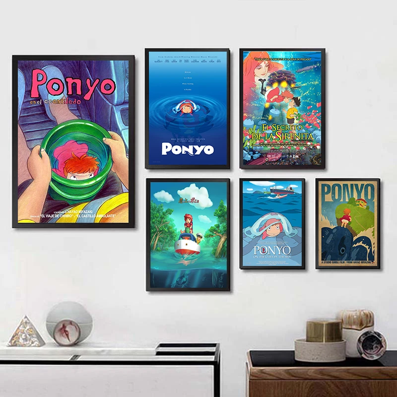 Понё из классического аниме на скале постер миядзаки хаяо настенный декор для