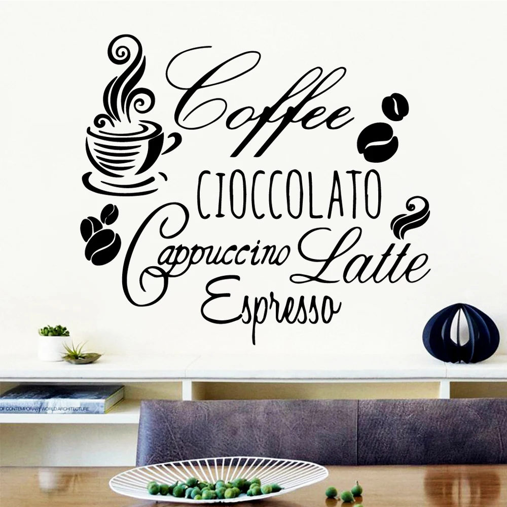 

Прямая доставка Кофе стены Съемная наклейка из ПВХ для детских комнат «сделай сам» для дома украшения стены искусства росписи Прямая доста...