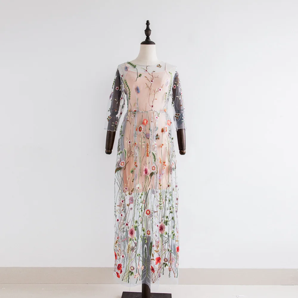 Вечерние платья с вышивкой Подиумные Цветочные богемные цветочной 2 предмета