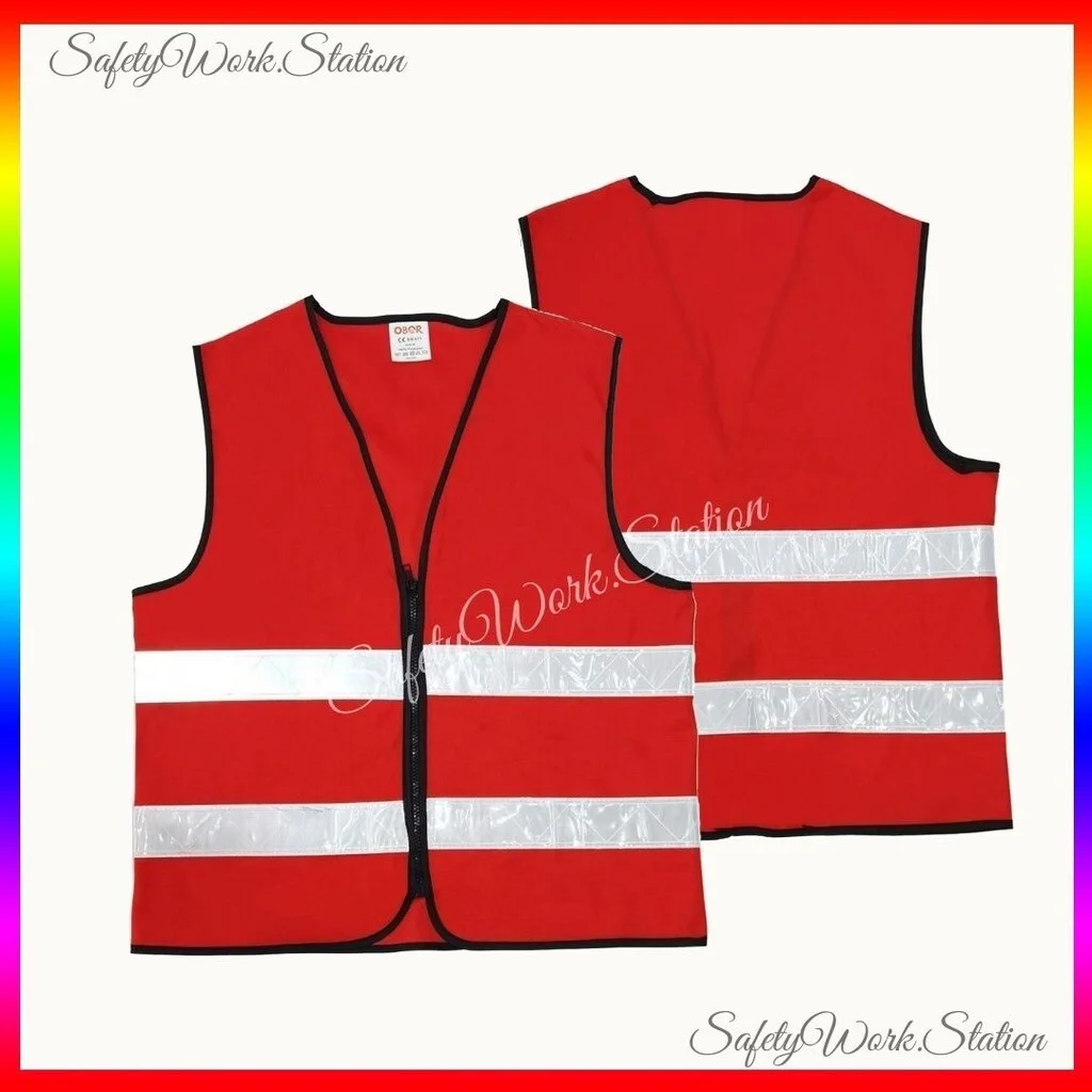 

(LOCAL STOCK) RED SAFETY VEST WITH WHITE REFLECTIVE