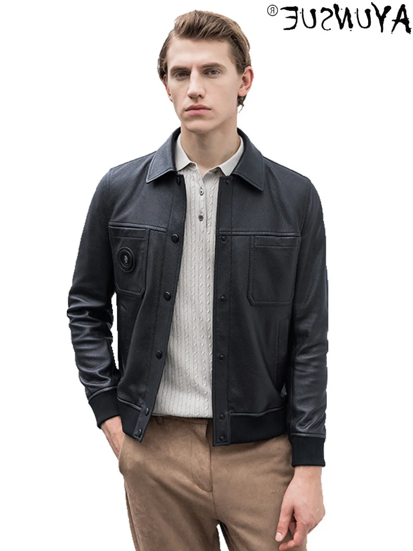 

Men's Genuine Sheepskin Leather Jacket Men Clothing Autumn Coat Male 2021 Korean Style Jackets Chaqueta Hombre LXR1032