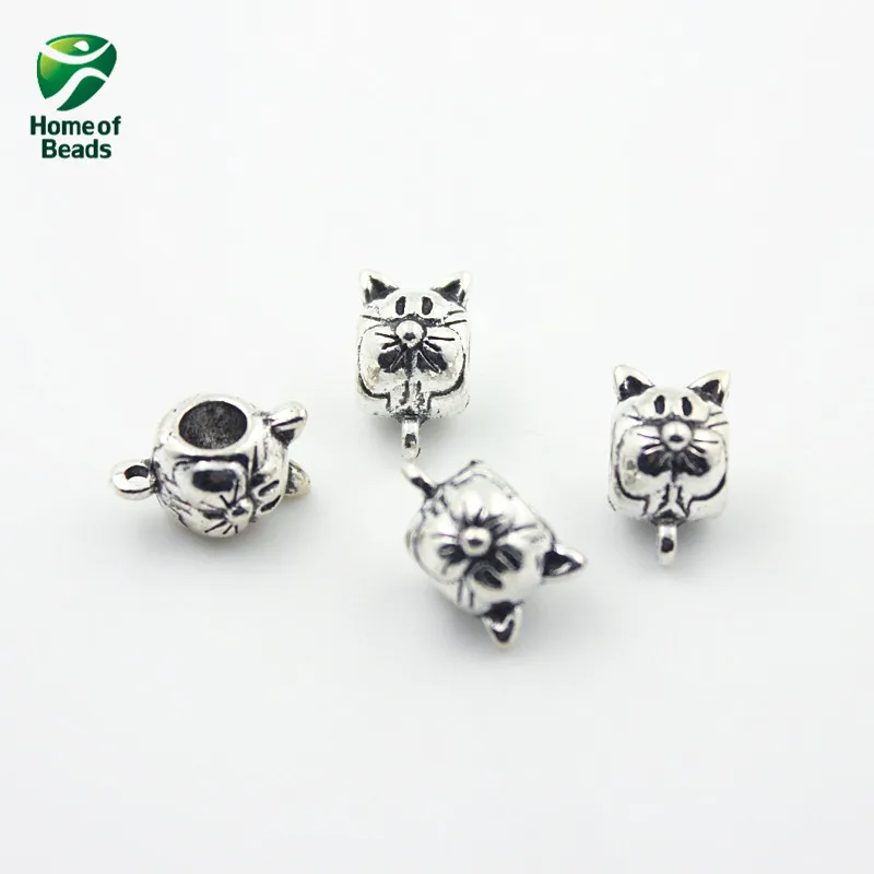 

Jew2020 New Fashion Wholesale Antique Silver Color Cat Alloy Beads Accessories For Making Jewelry (30pcs/lot) ZA1012