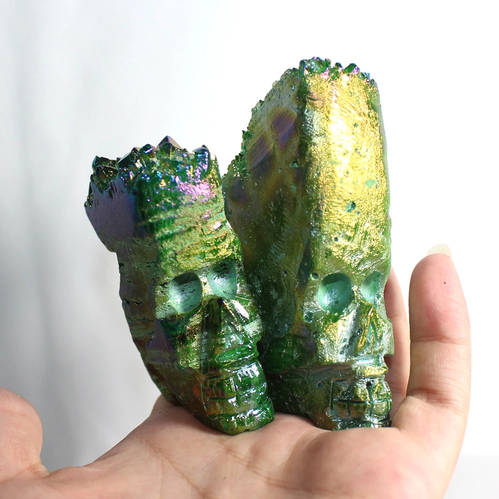 Runyangshi 1 шт. Модный Зеленый необработанный Кристалл кластер череп зеленое