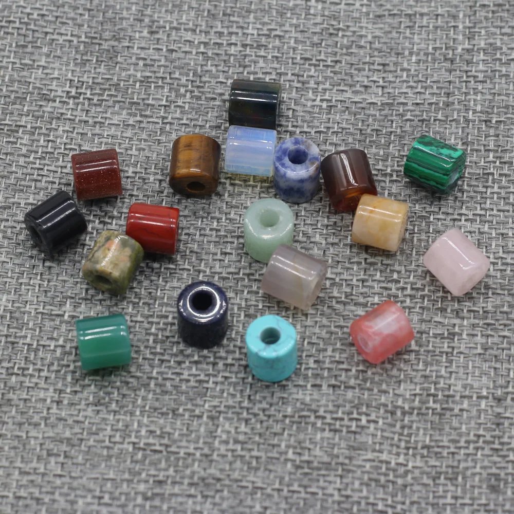 

5PcsNatural StoneOpal Malachite Agate Cylindrical Pendant Hole4mm Making Necklace Bracelet Earring Anklet Jewelry Gift