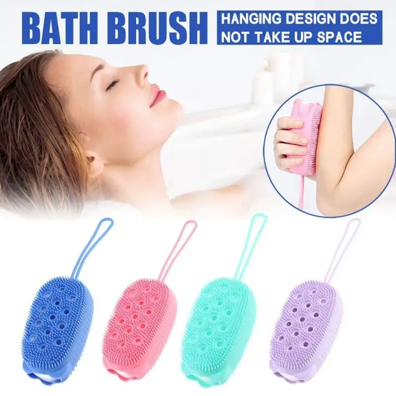 

Two-second Foaming Silicone Scrubbing Brush Bath Towels Rubbing Back Mud Peeling Body Massage Shower Cleaning Brush For Kids And