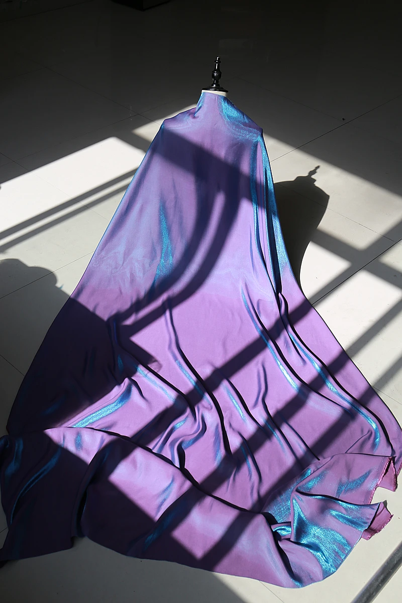 Новая синяя фиолетовая градиентная ткань из хлопка блестящая шелковая дышащая