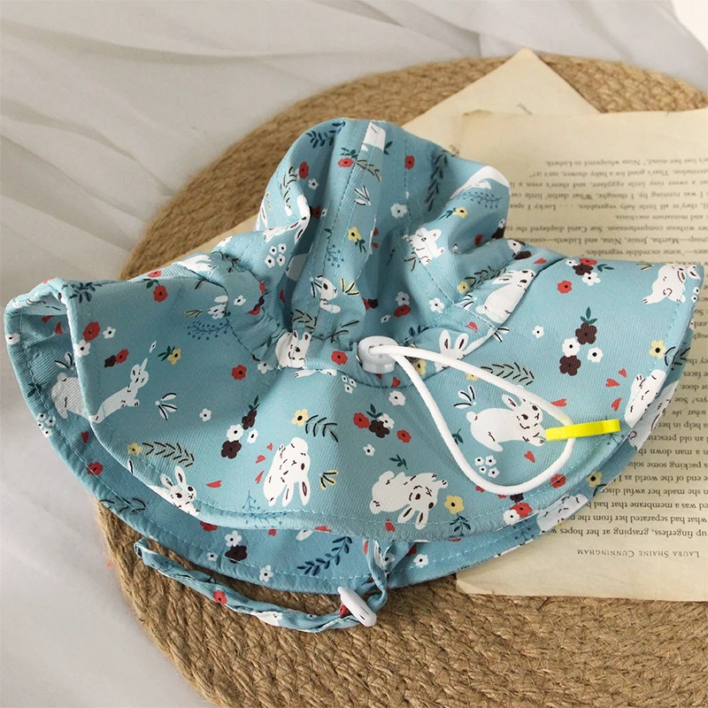 

Summer Baby Bucket Print Hat Children Sun Hats Intant Toddler Beach Cap Sunbonnet Fedoras Outdoor Sunscreen Fisherman Beanie
