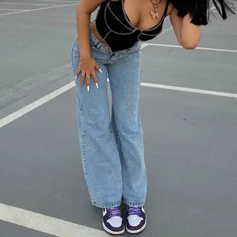 Women Jeans Baggy Jeans Higt Waist Fashion Vintage Loose Denim Trousers Female Casual Straight Pants Streetwear Y2k 2000s Clothe