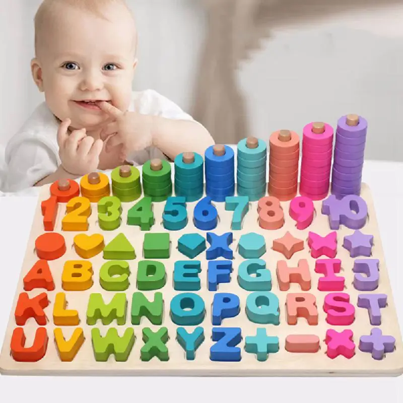 

Children's Wooden Montessori Learn To Calculate DIY Puzzle Matching Digital Shapes Early Childhood Education Teaching Toy Gift