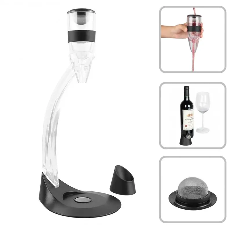 

2 Layer Wine Decanter Red Wine Aerating Pourer Spout Decanter Wine Aerator Quick Aerating Pouring Tool Pump Portable Filter HWC