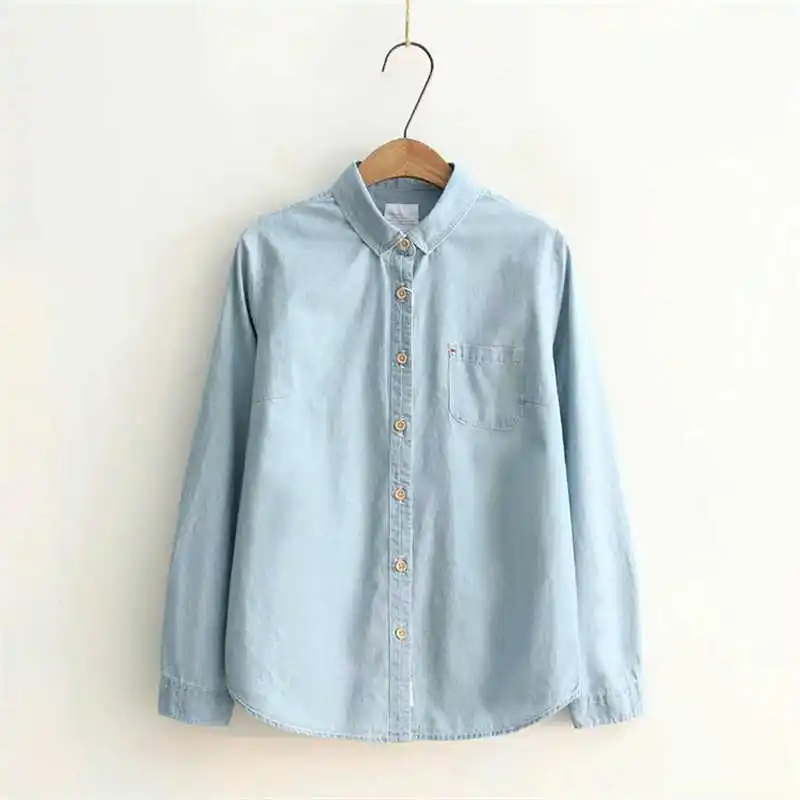 Light blue GOPLUS рубашка женская белая рубашка женская новинки блузка женская рубашки женскиеблузки женские модные - Цвет: Light blue