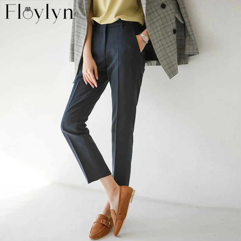 Floylyn офисные женские повседневные брюки-карандаш с высокой талией Элегантные