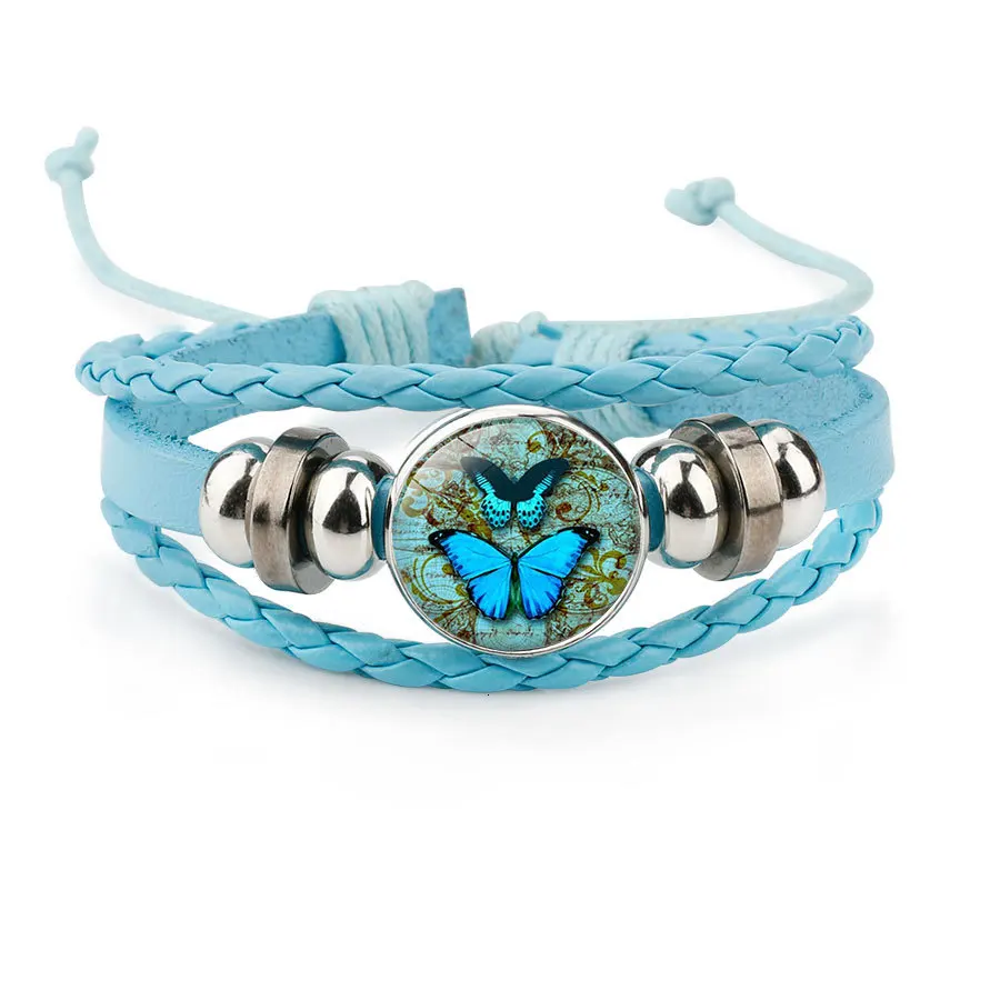 Новинка 6 цветов кожаные браслеты с бабочкой многослойные повседневные модные