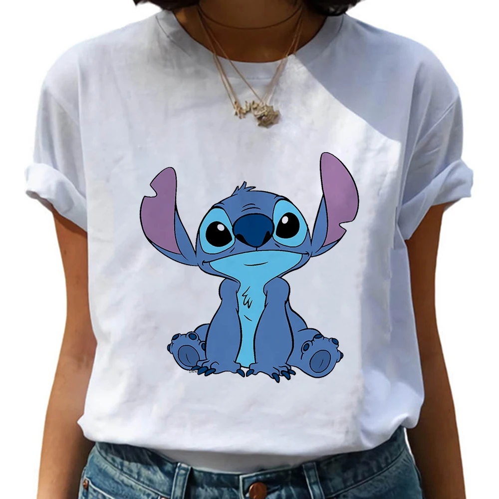 

Disney Short Sleeve T-shirts Cute Stitch Woman Clothing Cartoon Ropa Aesthetic Spain Tops Summer Women Tees Free Shipping Chile