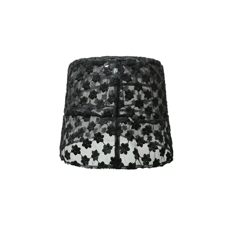 

ins designer flower net yarn lace fisherman hat female Japanese summer hollow breathable basin hat bucket hat