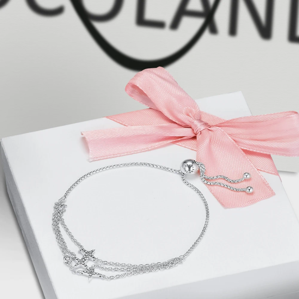 Мерцание Φ 100% браслеты со звездами серебряные украшения с прозрачным CZ