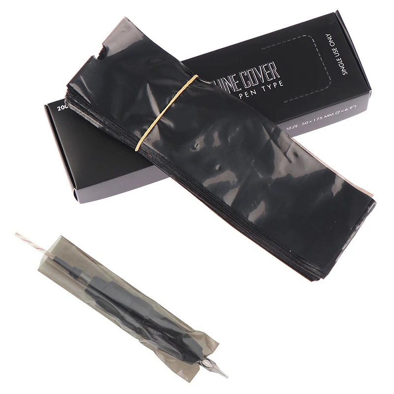 

200 Pcs / Box Cover Sleeves For Tattoo Machine Pen Black Disposable Tattoo Bag