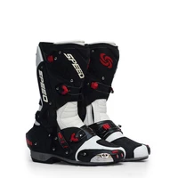 men motorcycle shoes pu leather motorsport riding racing boots motocross off road motorbike bike speed protective gear