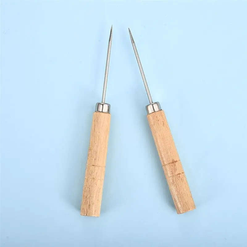 2 шт. деревянная ручка для шитья Awl ручная строчка DIY кожаного браслета