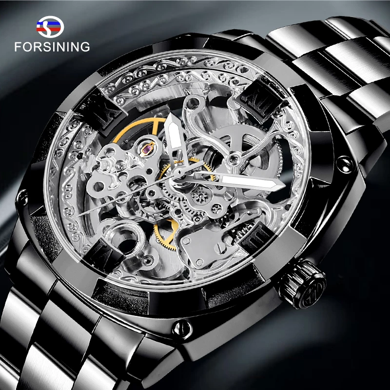 Часы скелетоны Мужские механические водонепроницаемые в деловом стиле|Мужские