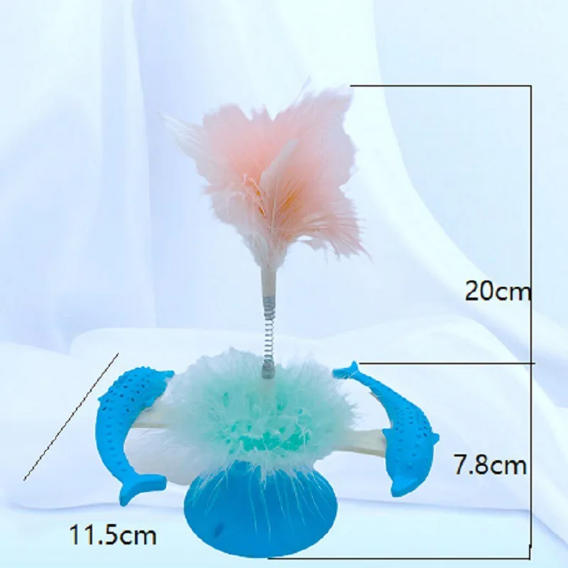 

Pet Cat Funny Toy Blue Feather Cat Stick Summer Pet Spiller toy For Divert Attention Puzzle Turntable Cat Play Game Toys Kitten