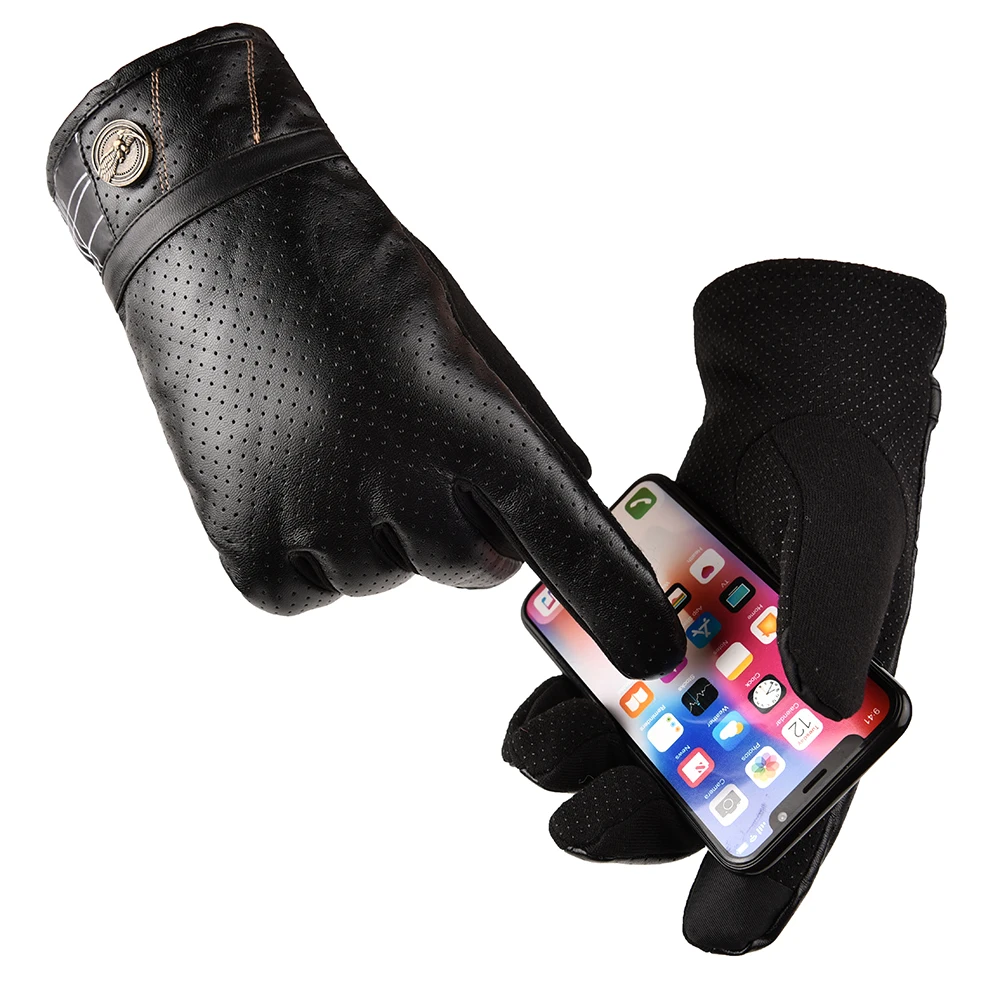 

YU XUE QING Winter Warm Men Gloves Black Touch Screen Gloves For Men Fashion Brand Winter Warm Mittens Full Finger Male Thicken
