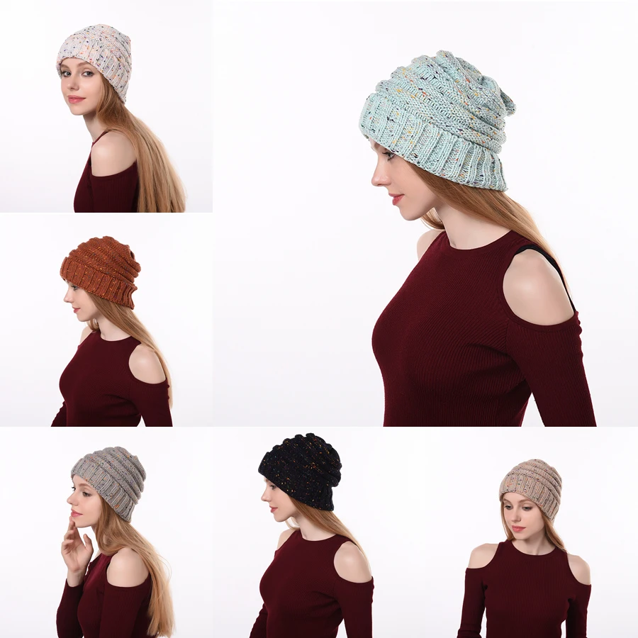 Новинка 2019 осенне зимняя теплая шапка для взрослых женский модный пуловер из
