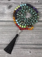yuokiaa japamala 108 bead natural african turquoise necklace 7 chakra healing buddha rosary meditation mala yoga fashion jewelry
